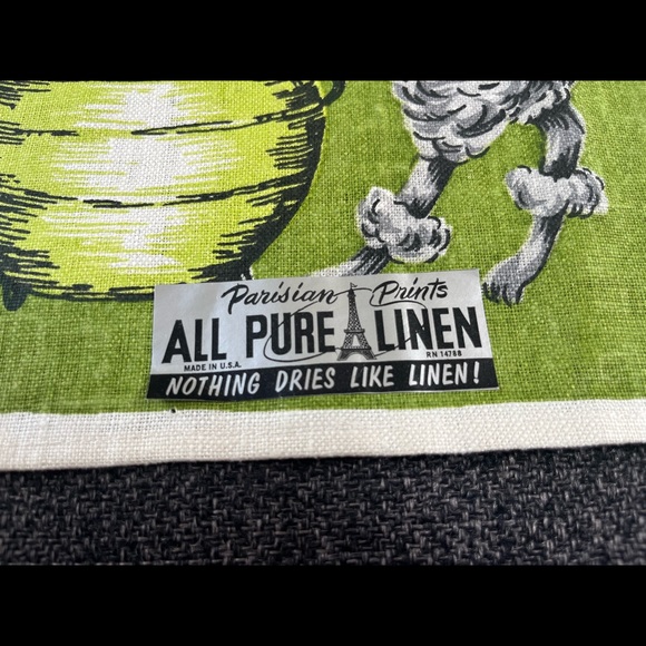•Mid-Century Anthropomorphic Poodle Chef Linen Tea Towel NWT• - Picture 6 of 6